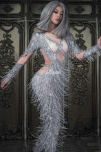 #D411 Lady GaGa-Beyonce-Brittany -Sparkly Rhinestone Fringed Festival Costume