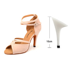 #B9911 Latin Ballroom Salsa Dance Shoes - Beige Suede Heels 6-10cm