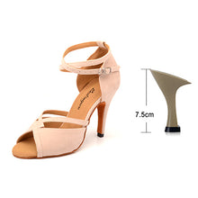 #B9911 Latin Ballroom Salsa Dance Shoes - Beige Suede Heels 6-10cm