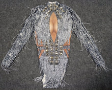 #D411 Lady GaGa-Beyonce-Brittany -Sparkly Rhinestone Fringed Festival Costume