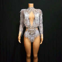 #D411 Lady GaGa-Beyonce-Brittany -Sparkly Rhinestone Fringed Festival Costume