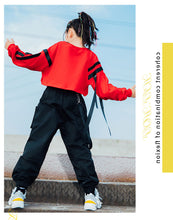 #H5301 Girls Hip Hop Red Top- Black Pants- Casual Street Dance Wear -Jazz Performance Clothes