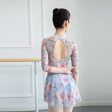 #B880 Beautiful Long Sleeve Floral High Neck Ballet Leotard and Seperate Skirt Set