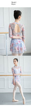 #B880 Beautiful Long Sleeve Floral High Neck Ballet Leotard and Seperate Skirt Set