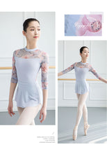 #B880 Beautiful Long Sleeve Floral High Neck Ballet Leotard and Seperate Skirt Set