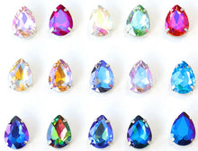 Obesessions #Y586 Mixed AB Colorful Teardrop Glass Crystals Sew On-Glue On  Flatback Droplet Crystal AB Rhinestones For Garment