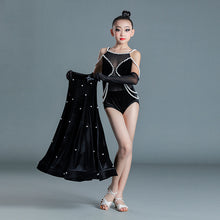 #DN221 Girls Modern 2 Piece Costume-Velvet & Pearl-  Performance Ballroom Dress