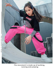 #HH7097 Children Hip Hop Dance- Lattice Tops- Casual Cargo Pants- Jazz Performance- Street Dance Costume BL7097