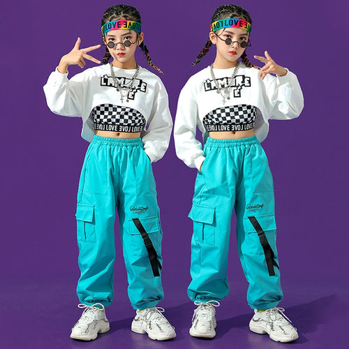 #HH759 Girls Hip Hop Dance-Crop Tops -Loose Pants- Jazz -Street Dance Costume
