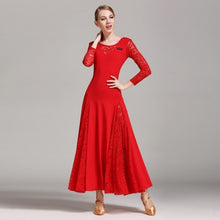 #B22008 Woman Long Sleeve Waltz Tango Ballroom Dress