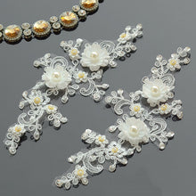 Obsessions 2Pcs 3D Beaded Lace Appliques Embroidered Sequins Flowers